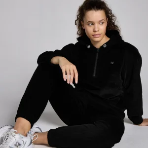 MYPROTEIN MP Damen Cord-Kapuzenpulli mit bequemer Passform und 1/4-Reißverschluss – Schwarz*Damen T-Shirts & Tops