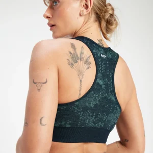 MYPROTEIN MP Damen Gemusterter, Nahtloser Adapt Sport-BH – Dunkles Marineblau*Damen Sports Bras