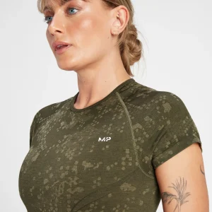 MYPROTEIN MP Damen Gemustertes, Nahtloses Adapt Crop-Top – Olivgrün*Damen Crop Tops | T-Shirts & Tops