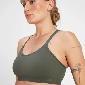 MYPROTEIN MP Damen Rest Day Nahtloser Sport-BH mit gekreuztem Rücken – Graubraun-Grün*Damen Sports Bras