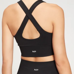 MYPROTEIN MP Damen Shape Nahtloser Sport-BH mit gekreuzten Trägern — Schwarz*Damen Sports Bras