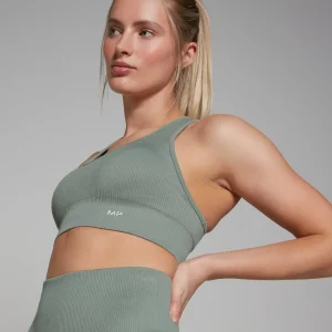 MYPROTEIN MP Damen Tempo Rib Nahtloser Asymmetrischer BH – Salbeigrün*Damen Sports Bras