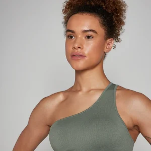 MYPROTEIN MP Damen Tempo Rib Nahtloser Asymmetrischer BH – Moosgrün*Damen Sports Bras