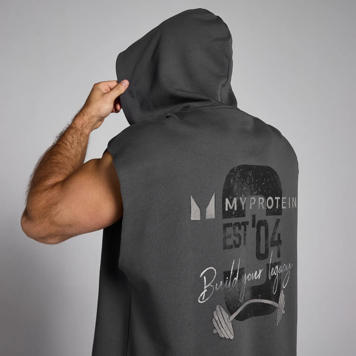 MYPROTEIN MP Herren Origin Top mit Kapuze und Grafik – Verwaschenes Grau*Herren Tracksuits | Hoodies